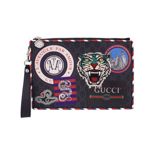 GUCCI Night Courier GG Supreme Clutch Bag